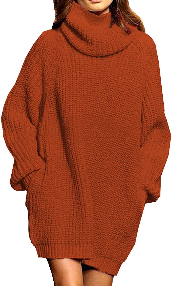 Loose Turtleneck Oversize Pullover Sweater Mini Dress