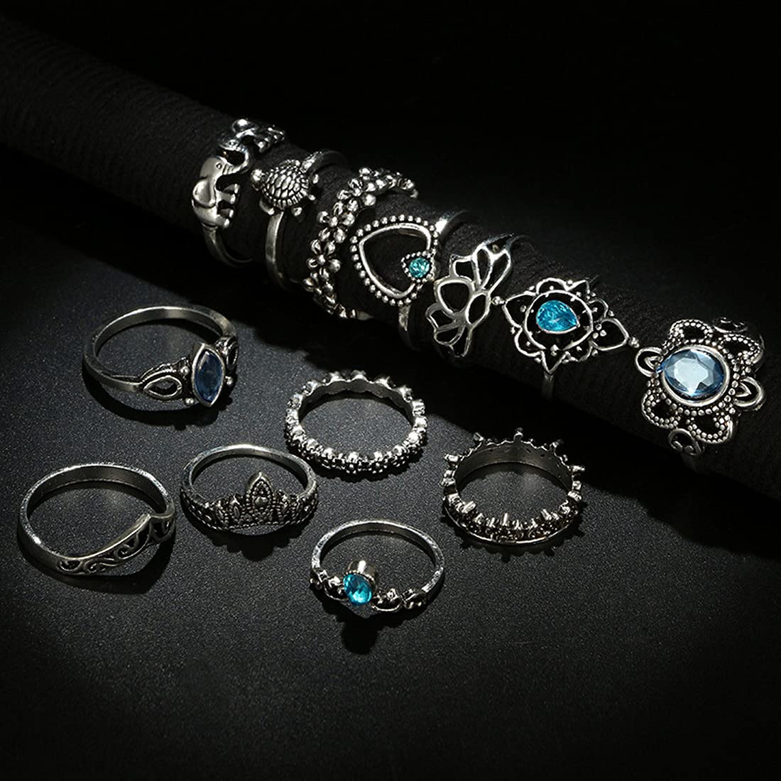 Oxidised Silver Thirteen Piece Knuckle Ring