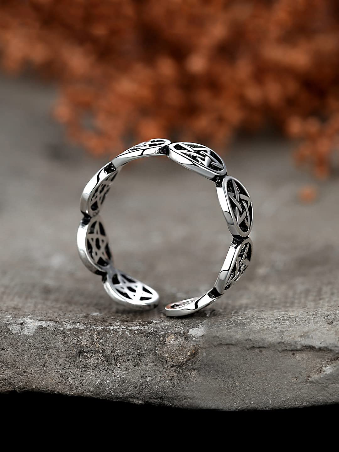 Silver Star Symbol Adjustable Band Ring