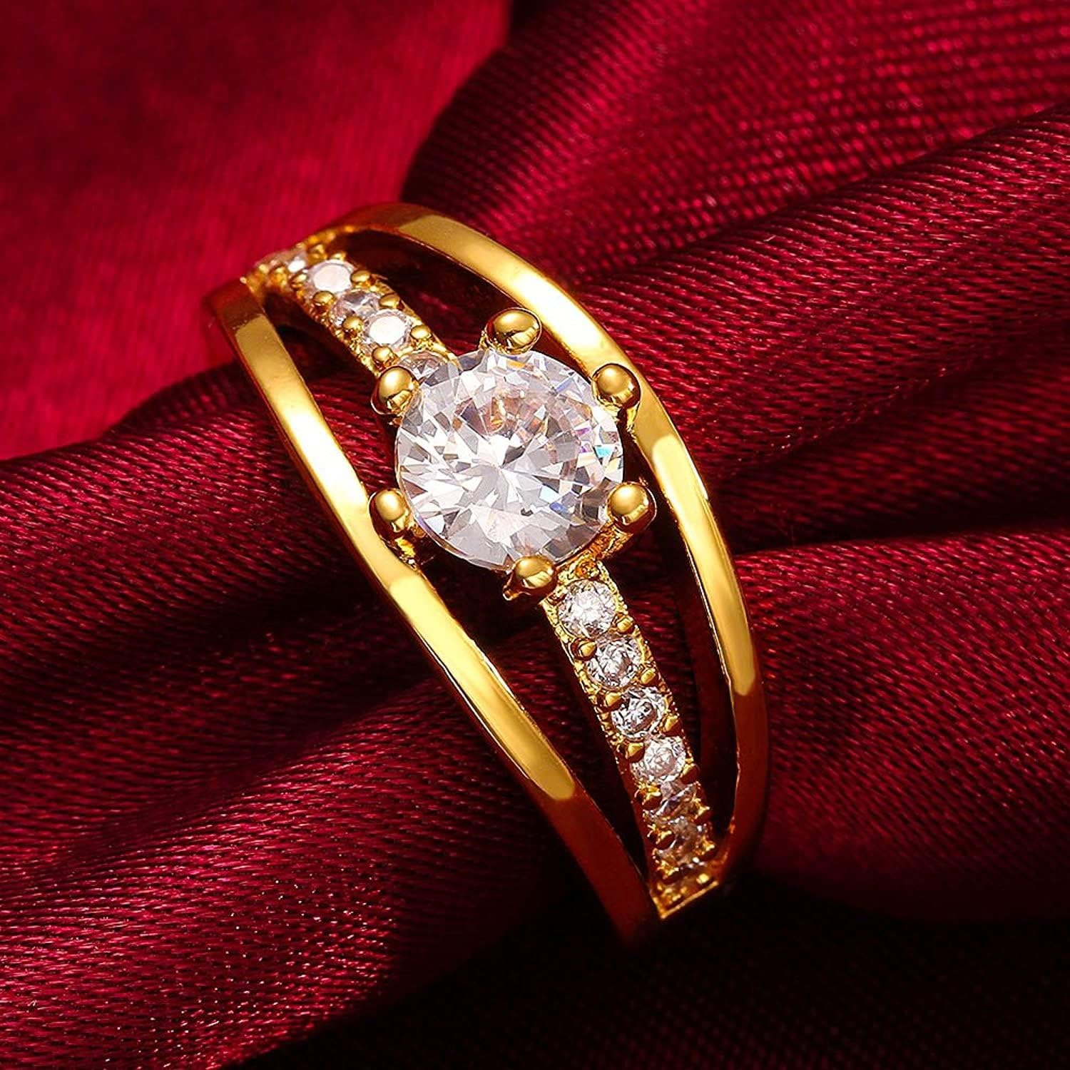 Gold White Crystal Adjustable Finger Ring