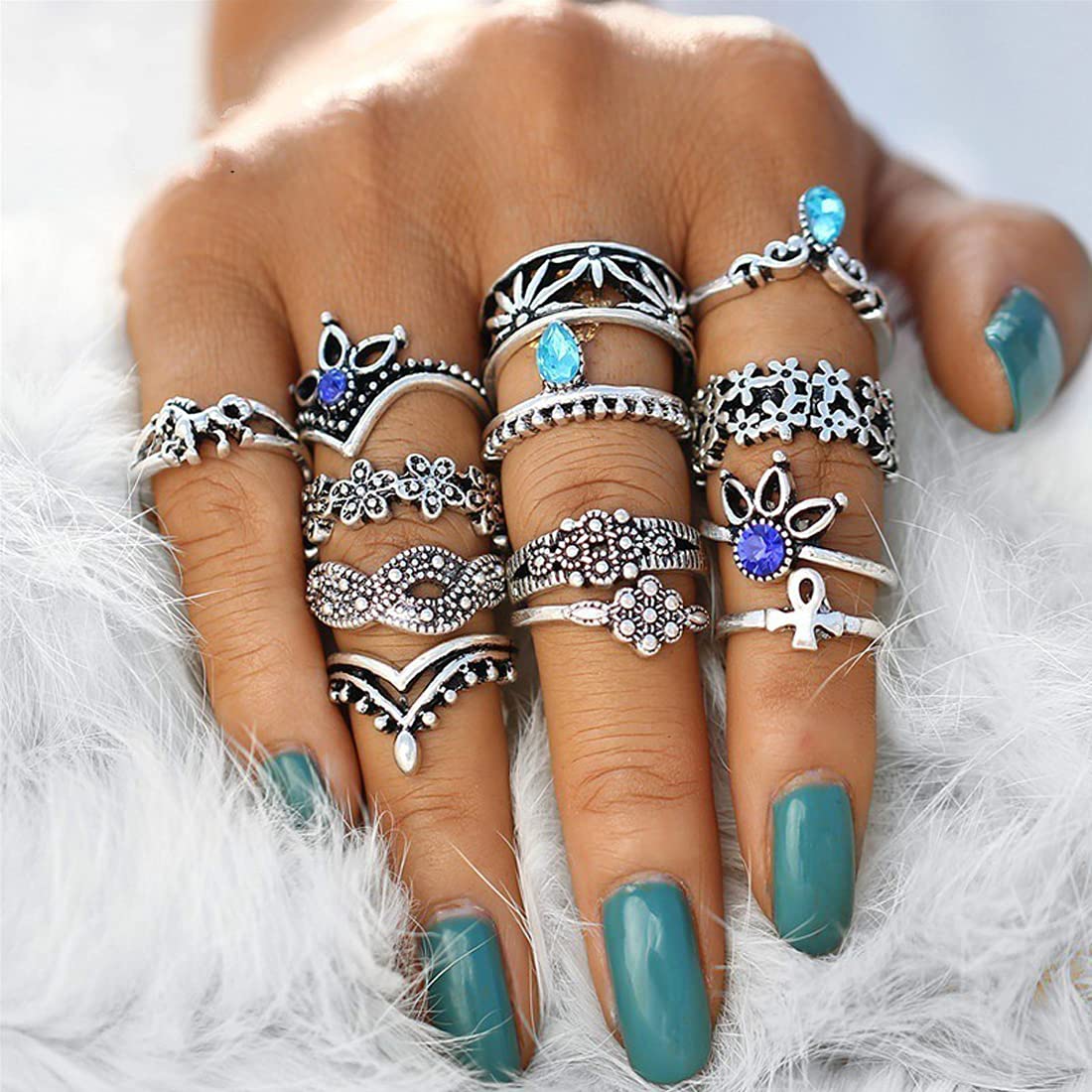 Silver Oxidised Vintage Midi Finger Ring