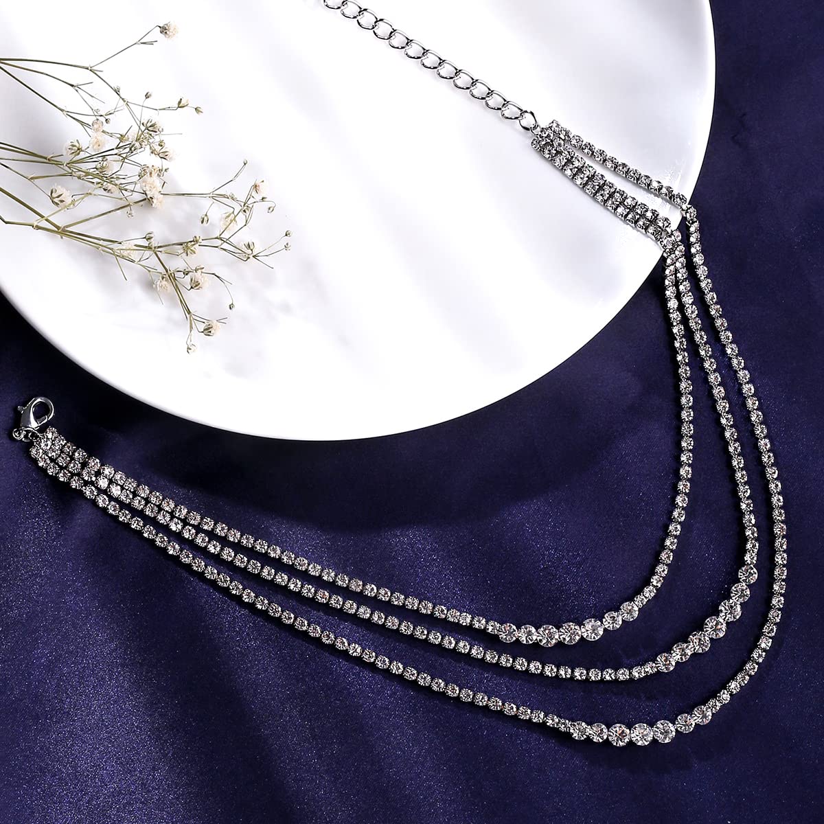 Silver Multilayer Crystal Necklace