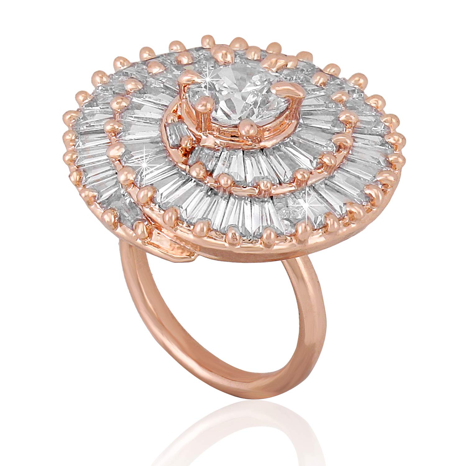 White AD Studded Adjustable Floral Ring