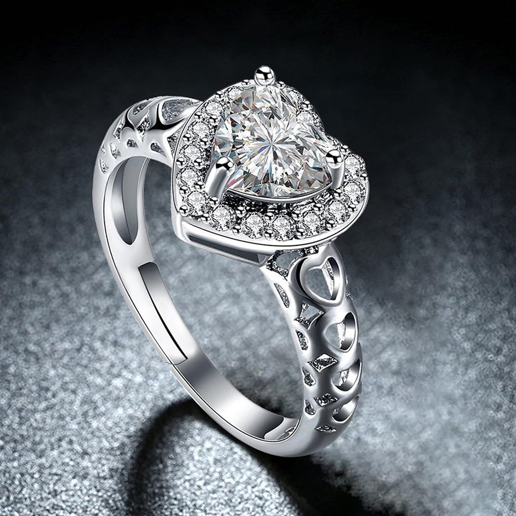 Adjustable Silver Crystal Two Piece Ring