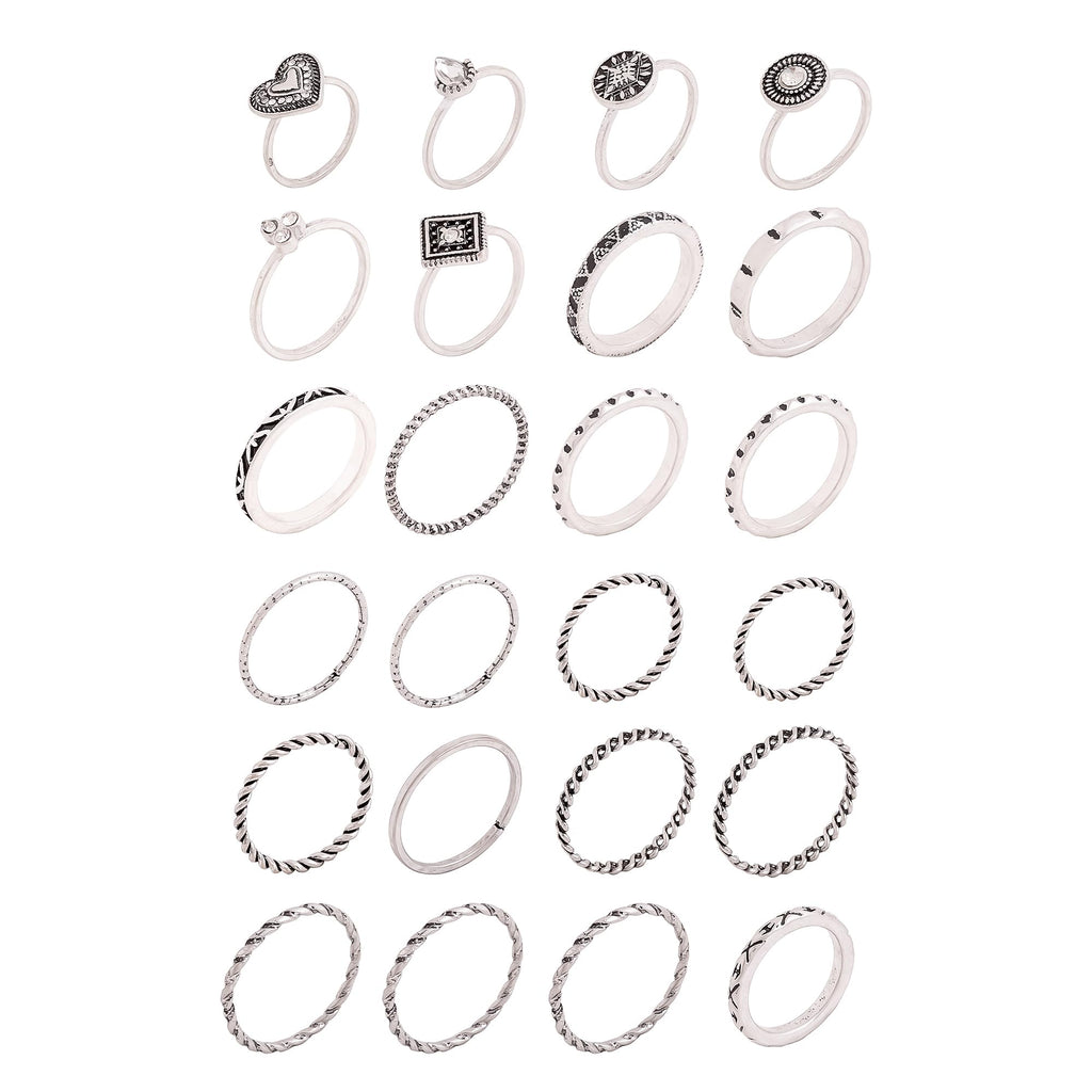 Silver Plated Aesthetic Knuckle Stack Ring