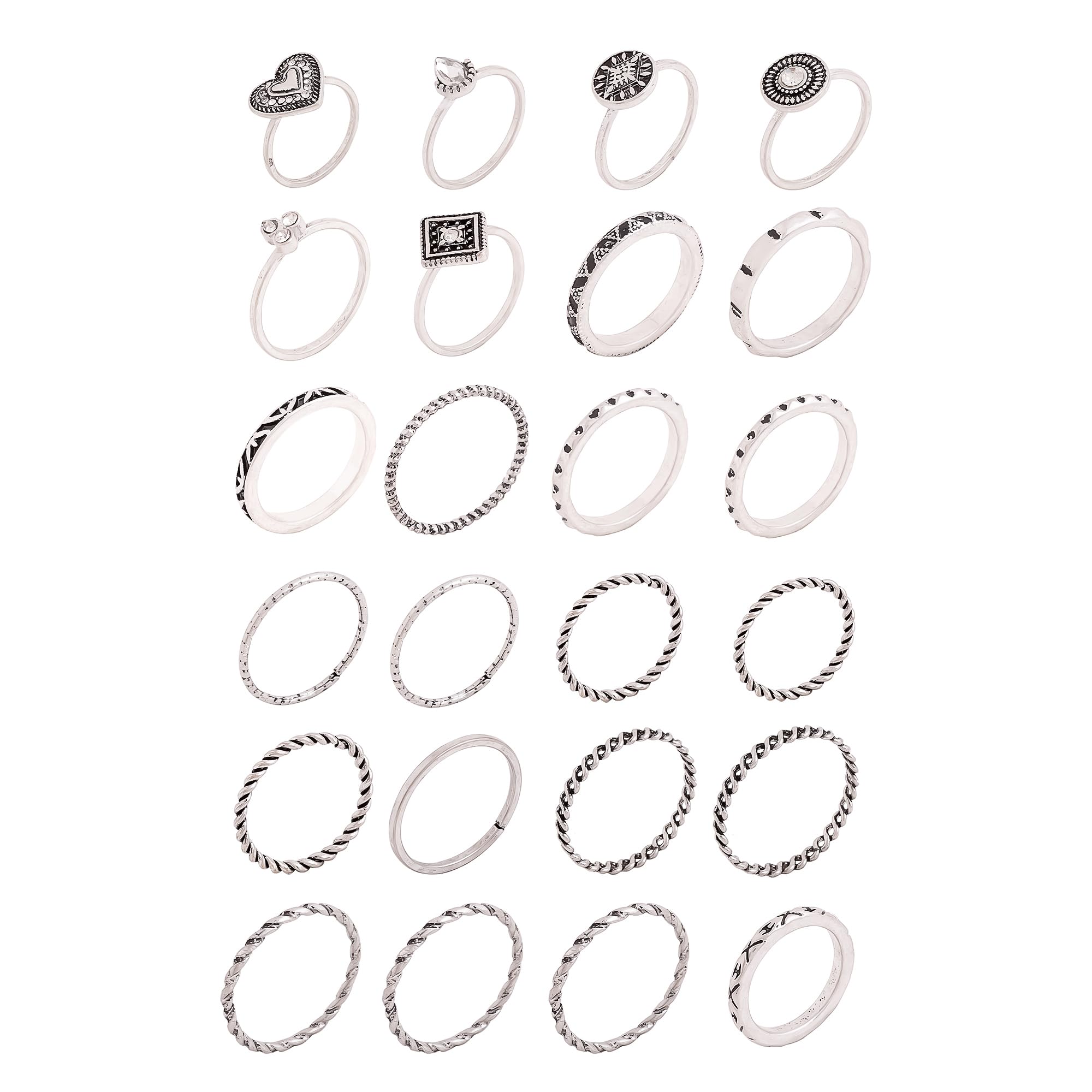Silver Plated Aesthetic Knuckle Stack Ring
