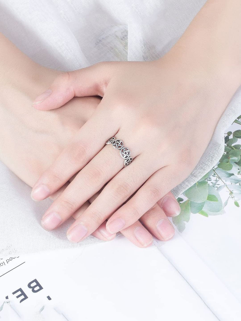 Silver Star Symbol Adjustable Band Ring