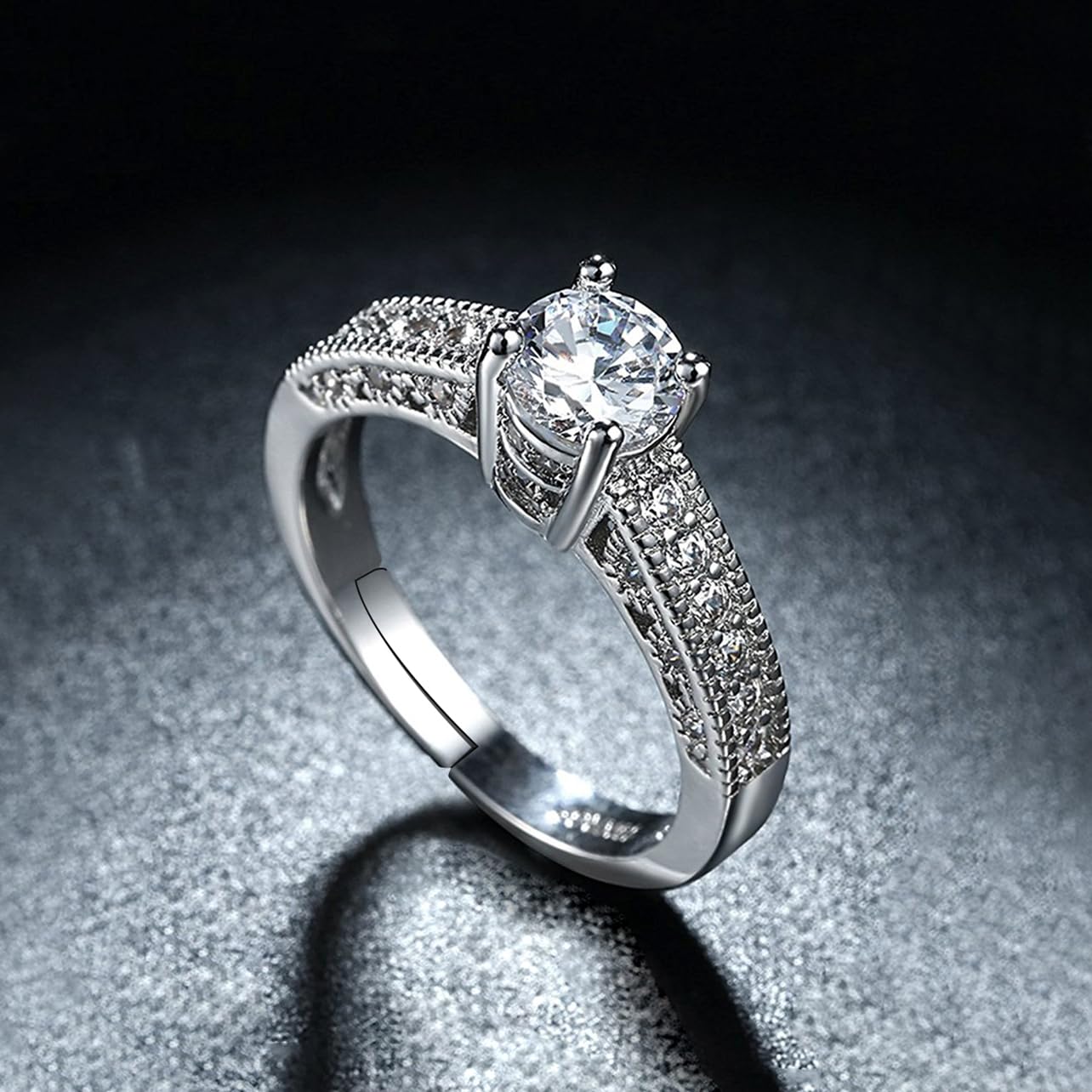 Silver Tone Swarovski Crystal Two Piece Ring