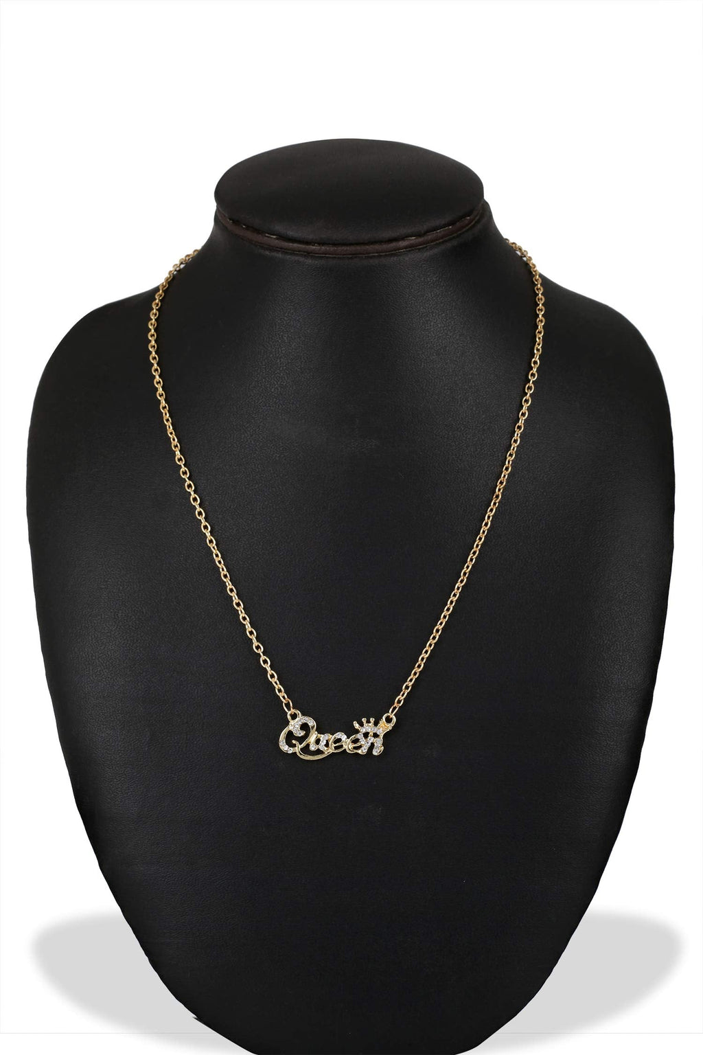 Queen Crown Rhinestone Gold Necklace