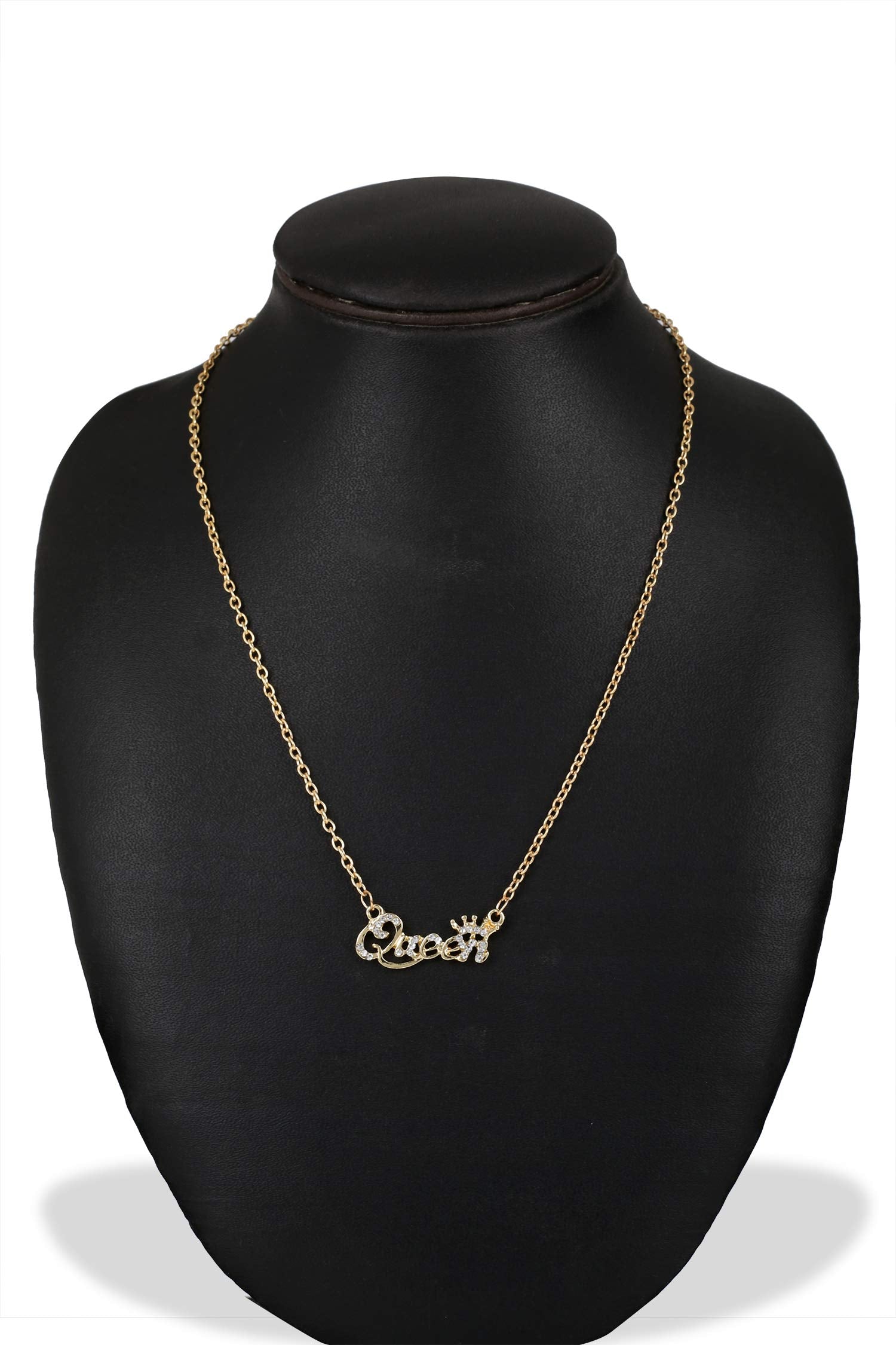 Queen Crown Rhinestone Gold Necklace