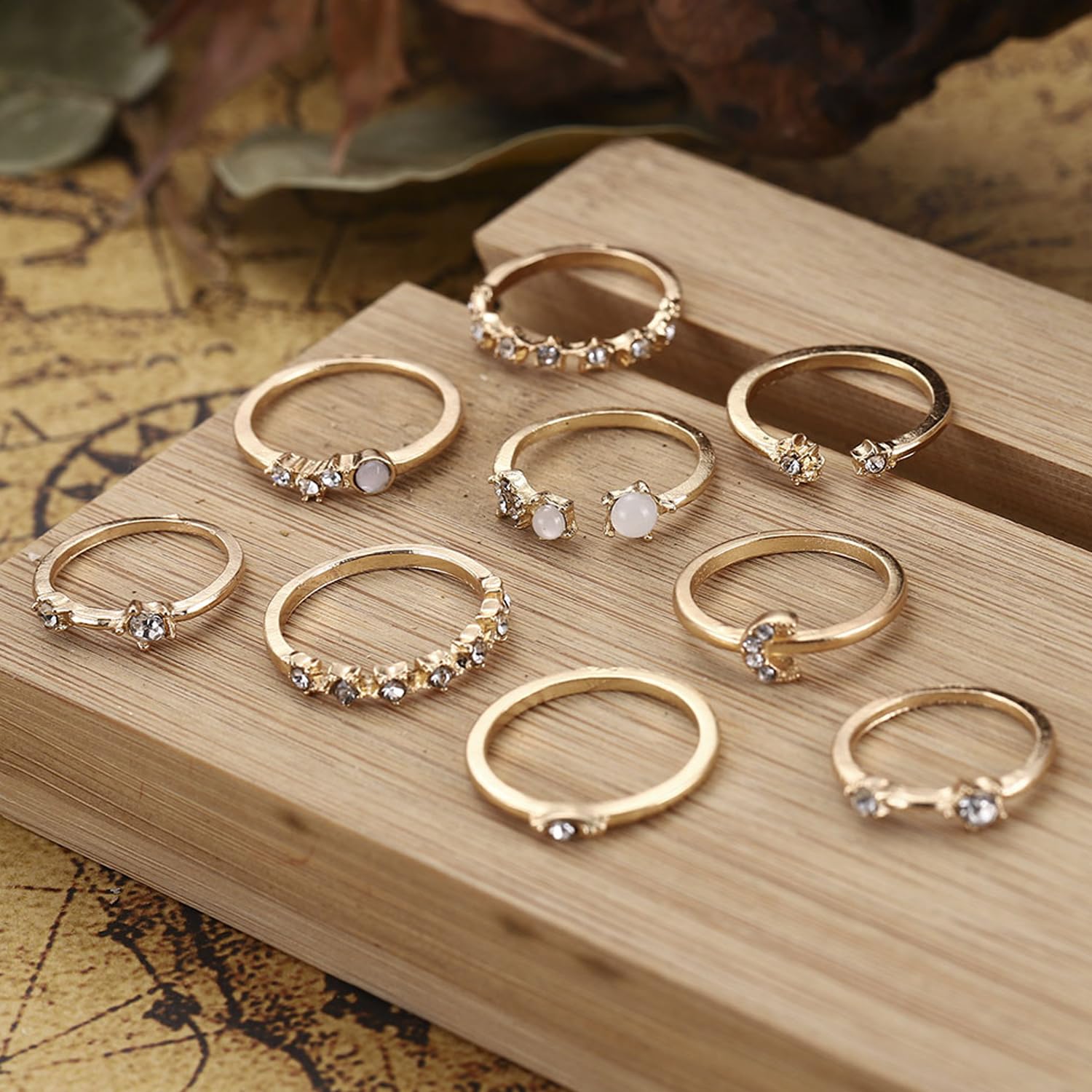 Gold Plated Nine Piece Aesthetic Ring