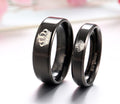 Black Titanium King Queen Couple Ring