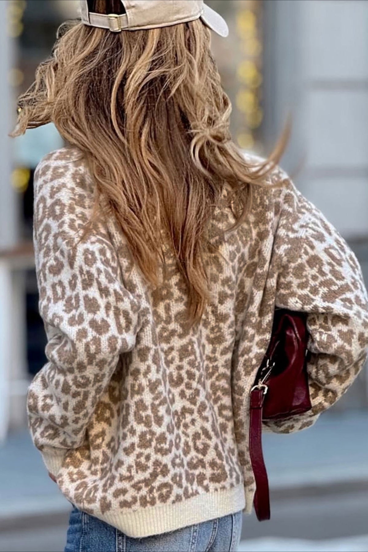 Leopard Print Crew-Neck Cardigan