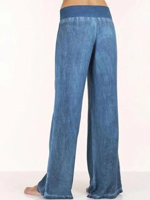 Plus Size Solid Casual Denim Jean