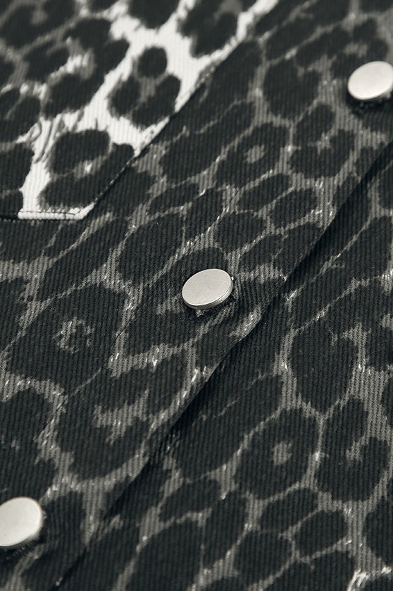 Leopard Print Long Sleeve Open Coat