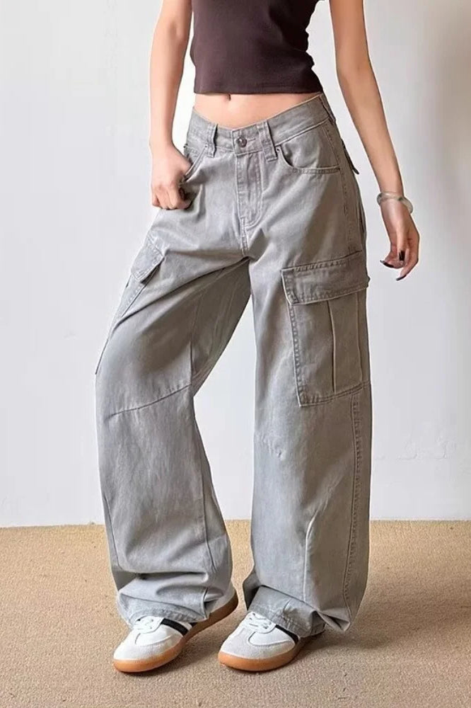 Grey Vintage Wide Leg Cargo Jean