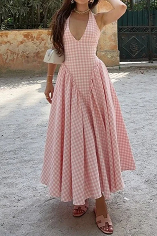 Graceful Waist-Pleated Maxi Dress