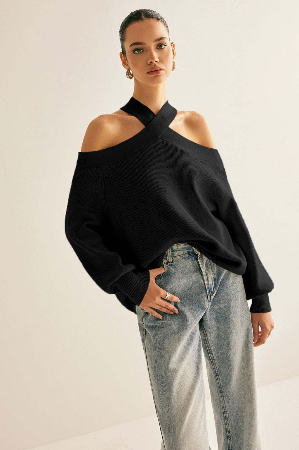 Trendy Pullover Off Shoulder Sweater