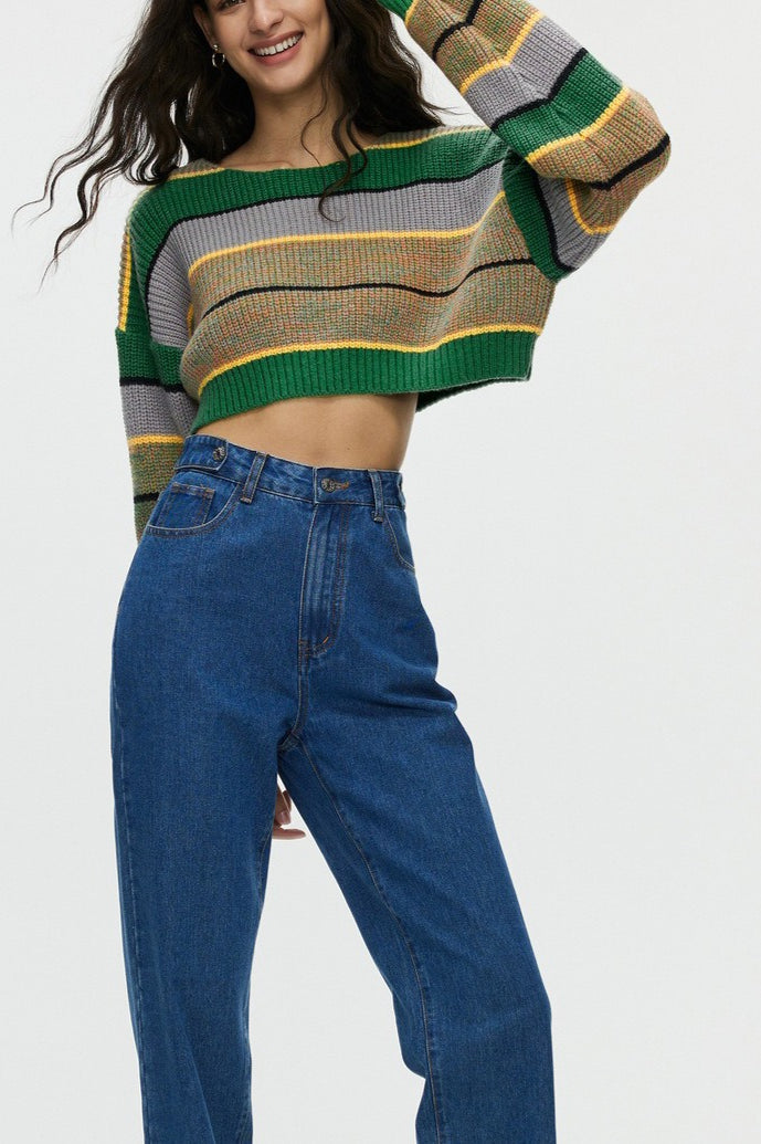 Chic Colorblock Crop Sweater