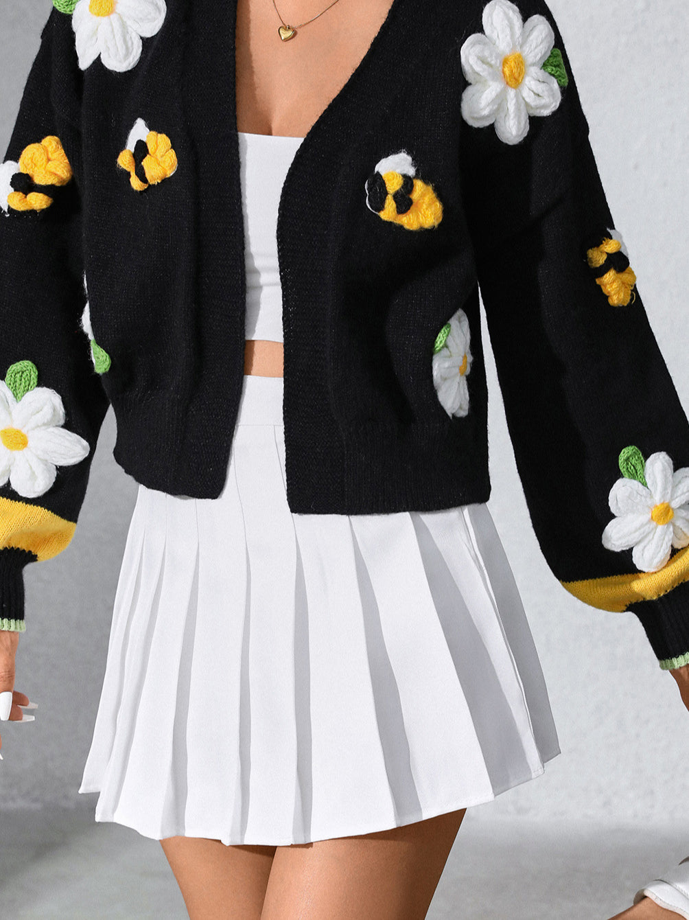 Handcrafted Floral Knit Cardigan