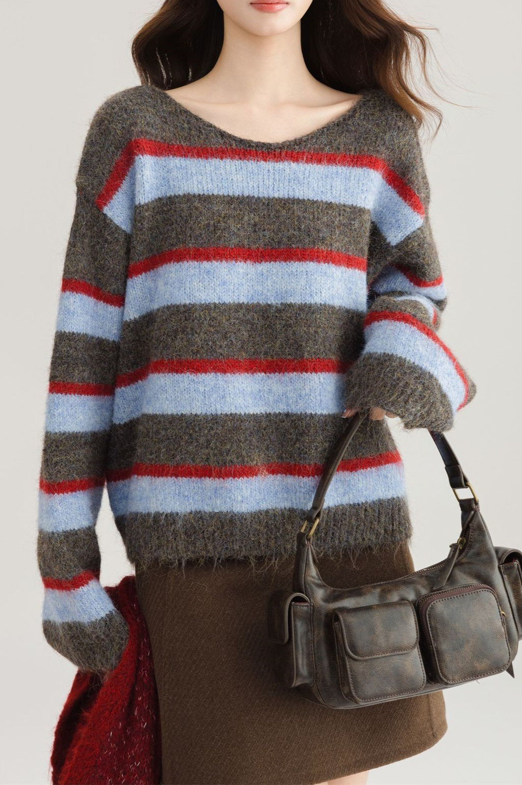 Crew Neck Patchwork Sweater