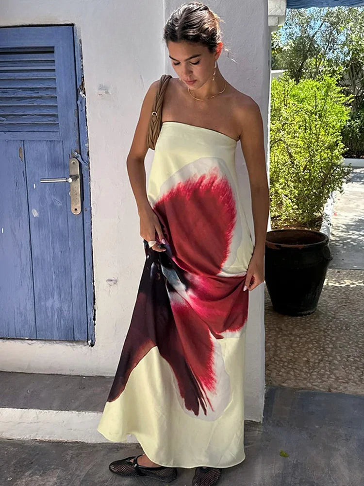 Backless Shoulder Print Floral Dress