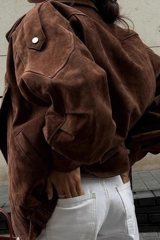 Loose Fit Brown Vintage Coat