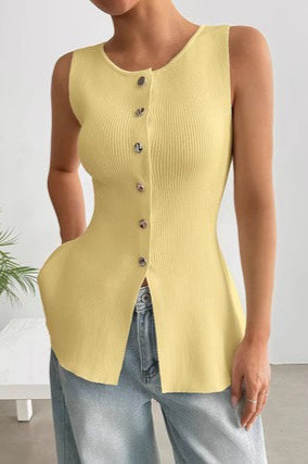 Minimal Sleeveless Knit Sweater
