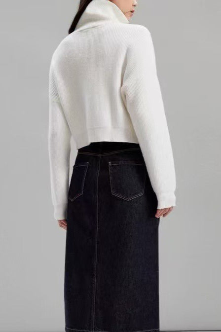 Short Cable Pullover Sweater