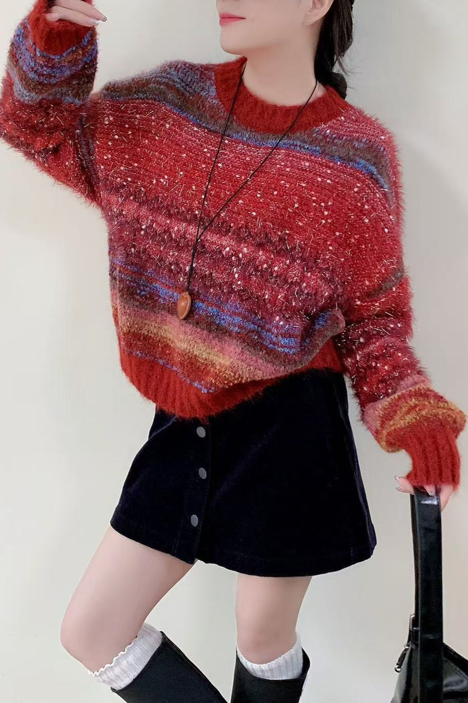 Gradient Long Sleeve Knit Sweater