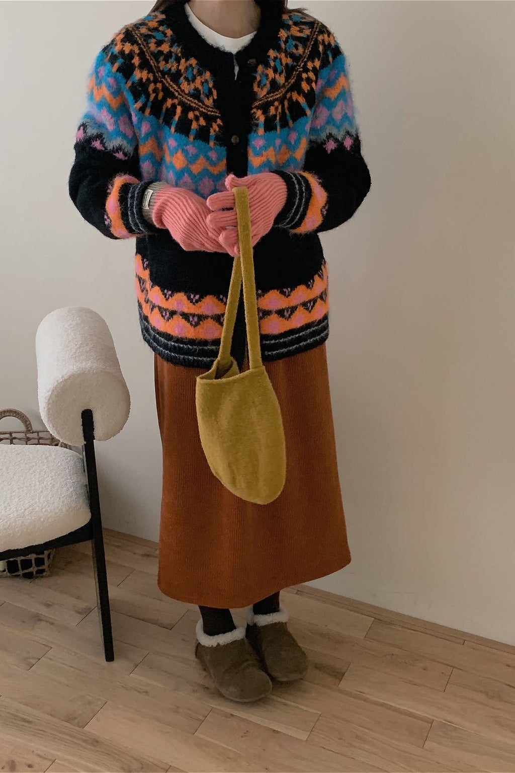 Vintage Fair Isle Jacquard Knit Cardigan