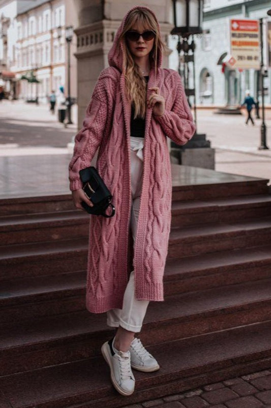 Solid Hooded Knit Sweater