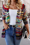Retro Striped Long Sleeve Knit Cardigan