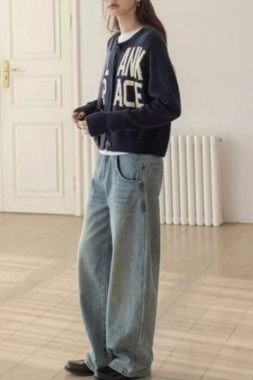 Letter Embroidered Loose Sweater