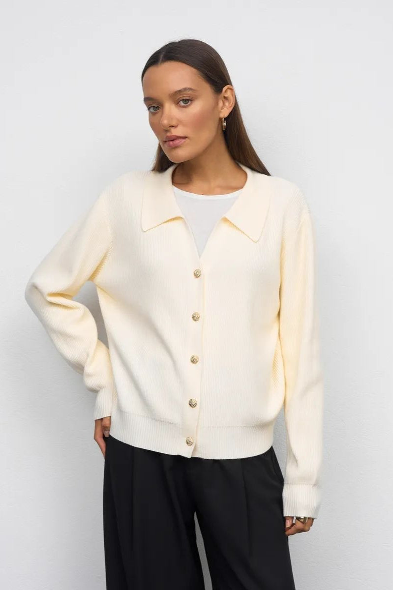 Single Button V-Neck Sweater