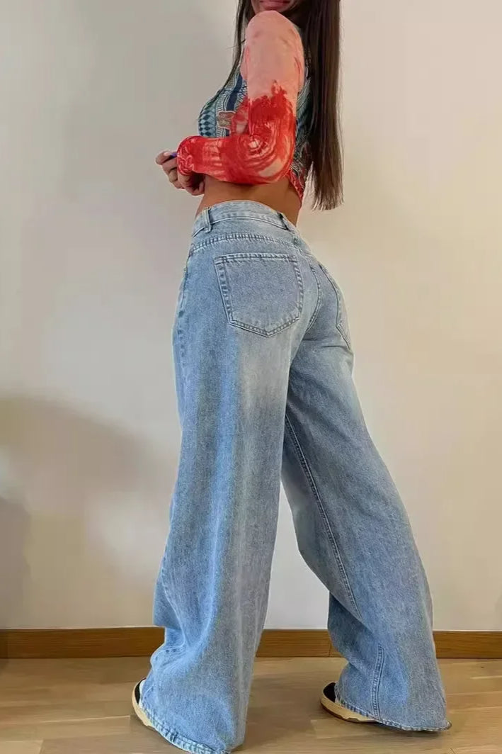 Retro High Waist Wide Leg Jean