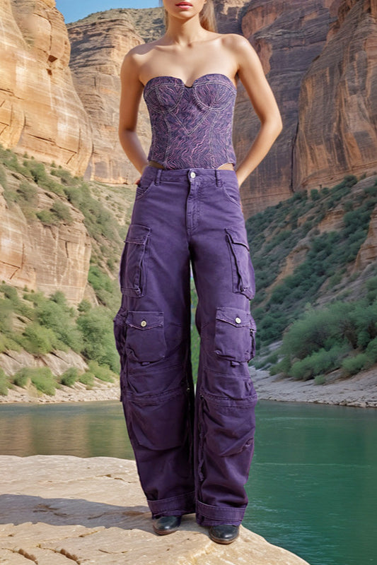 High Waist Oversized Pocket Denim Pant