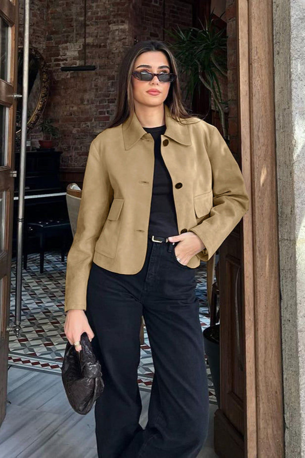 Lapel Faux Suede Mini Coat