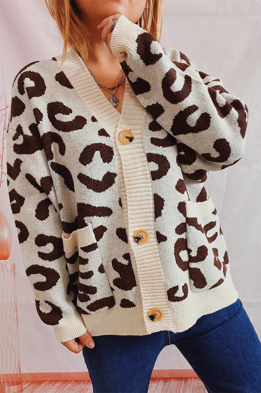 Casual Leopard Long-Sleeve Cardigan