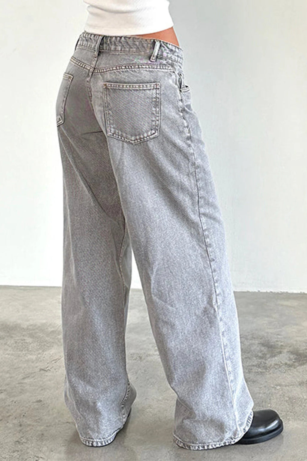 Solid Color Wide Leg Denim Jean