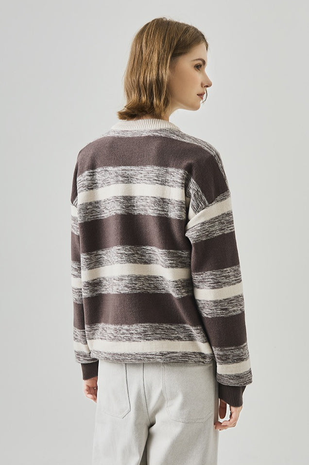 Loose Round Neck Striped Sweater