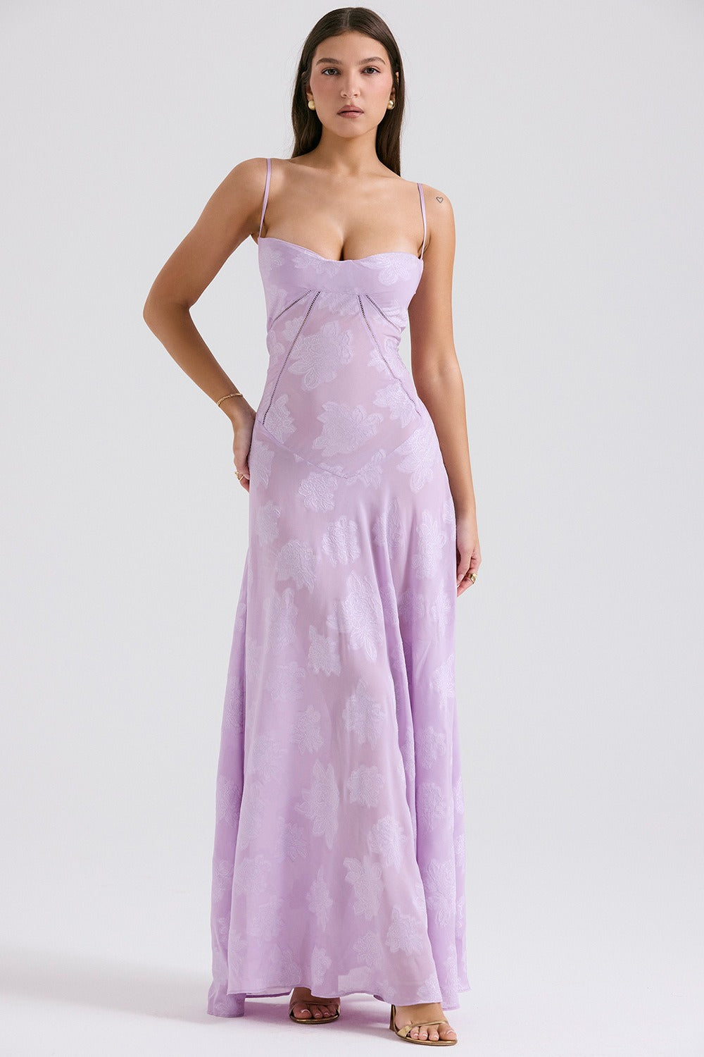 Lace Ribbon Romantic Style Maxi Dress