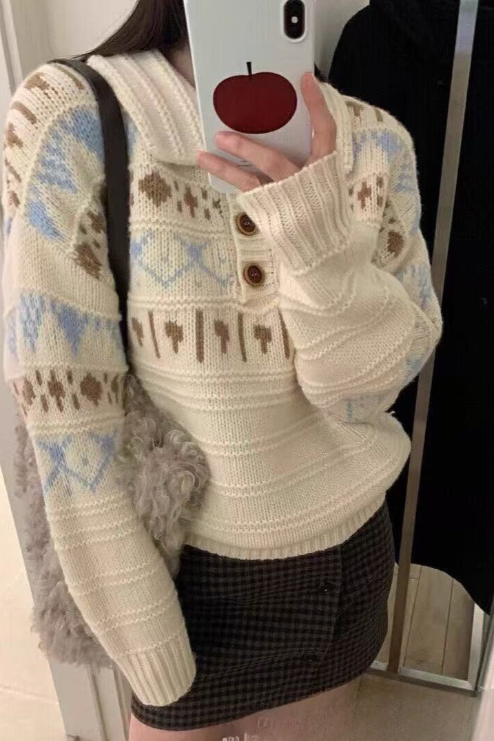 Relaxed Fair Isle Knit Sweater