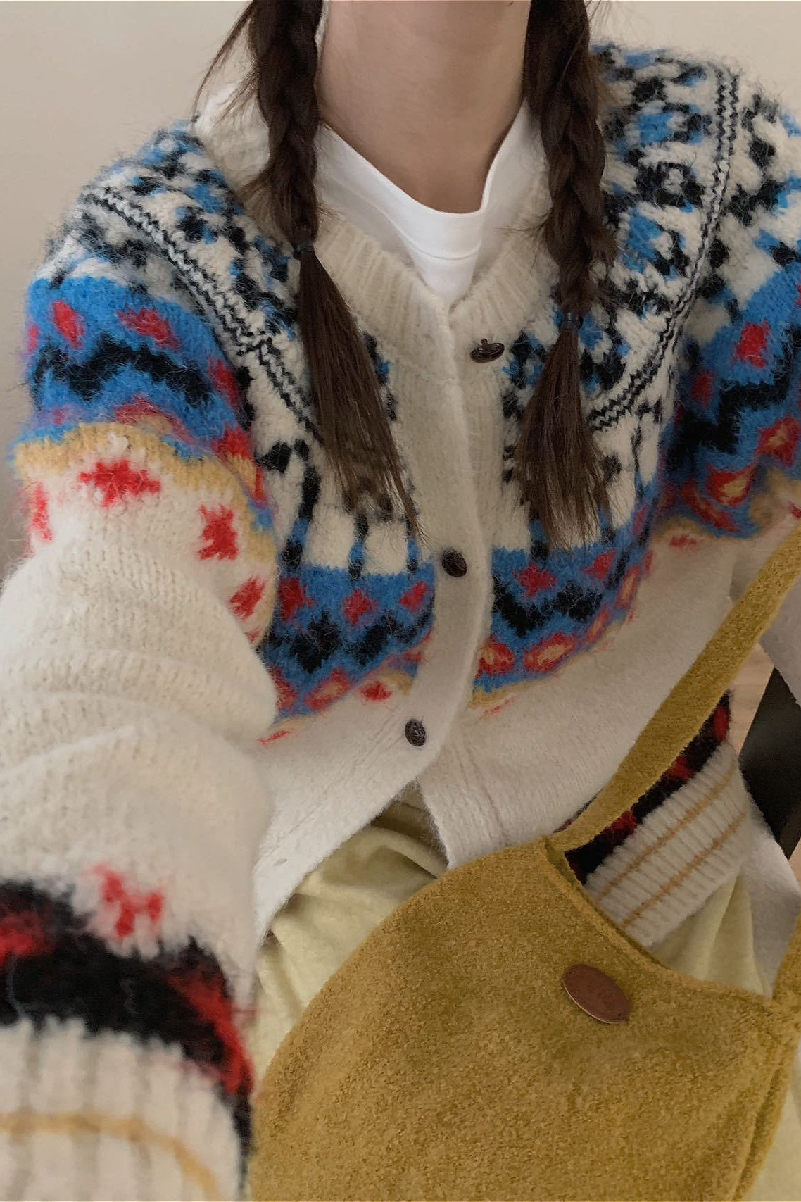 Vintage Fair Isle Jacquard Knit Cardigan