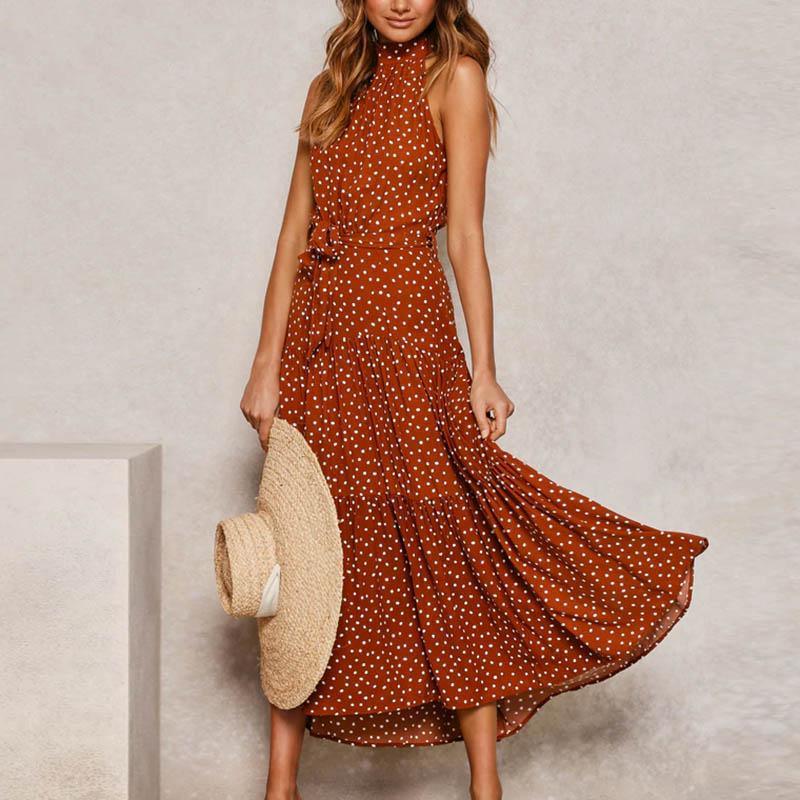 Boho Off Shoulder A-Line Sash Maxi Dress