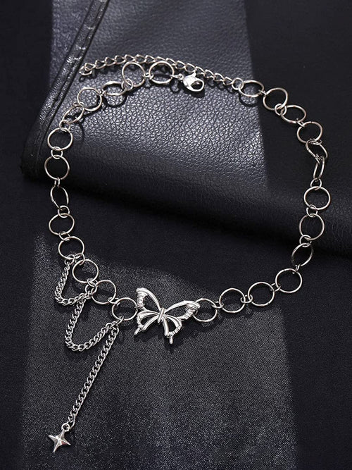 Silver Butterfly Link Chain Necklace
