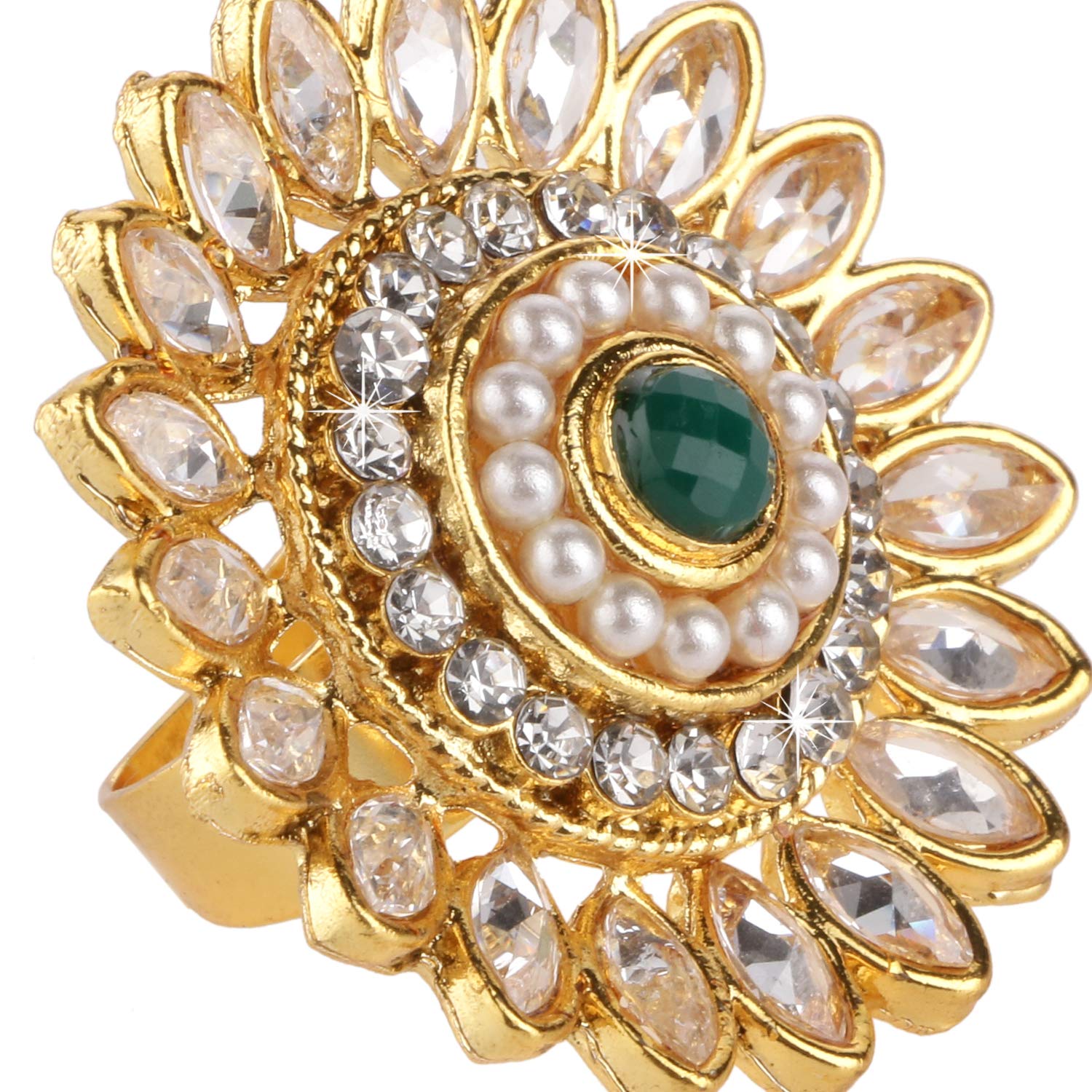 Gold Plated Floral Cocktail Adjustable Ring