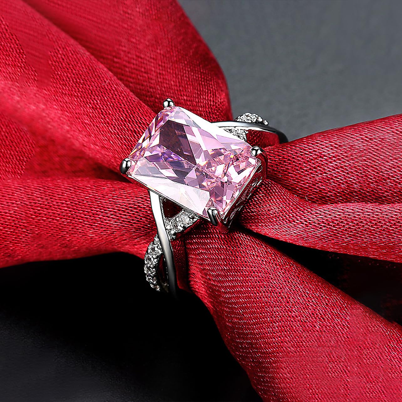 Silver Tone Swarovski Crystal Two Piece Ring