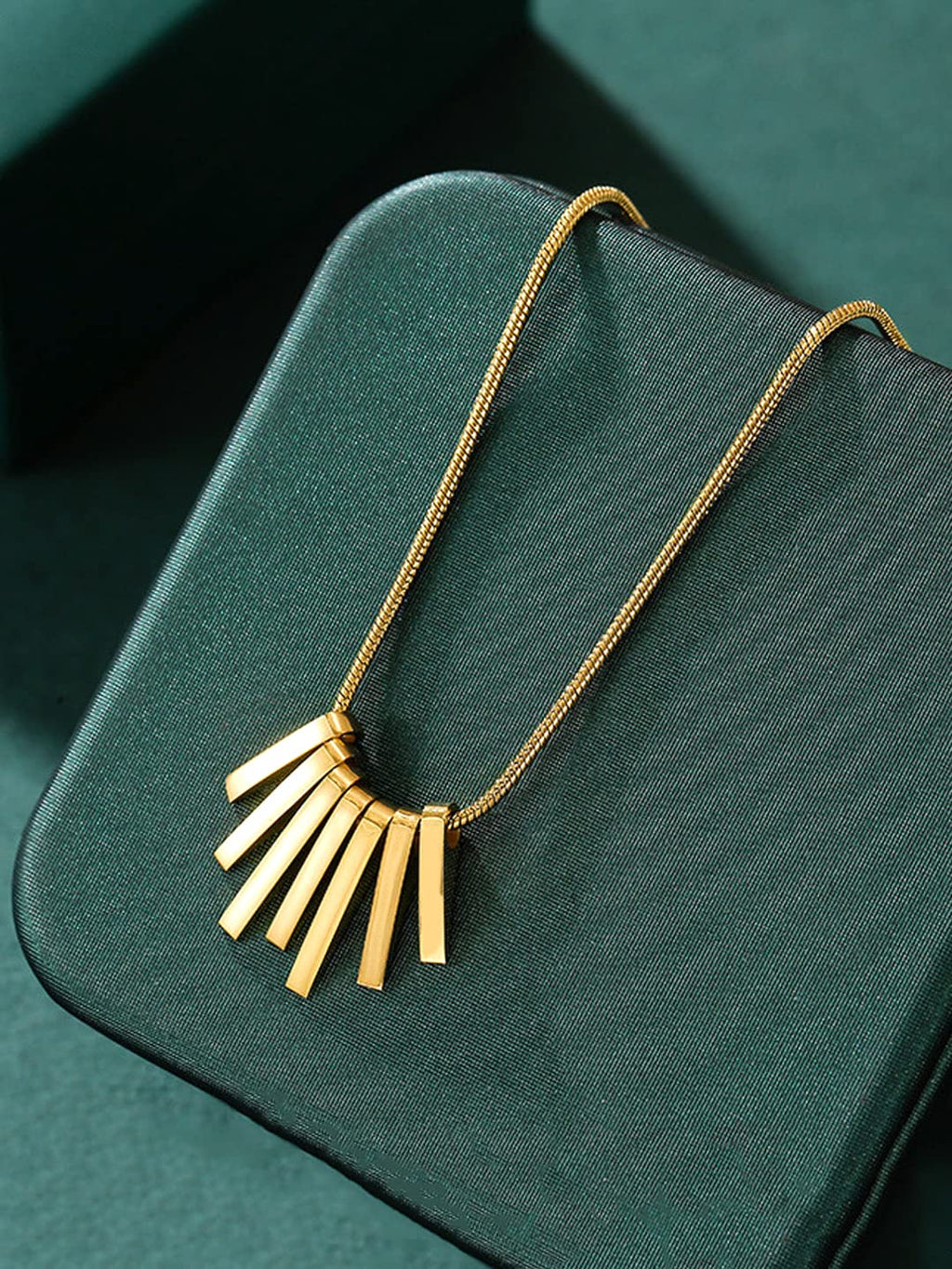 Gold Square Stainless Pendant Necklace