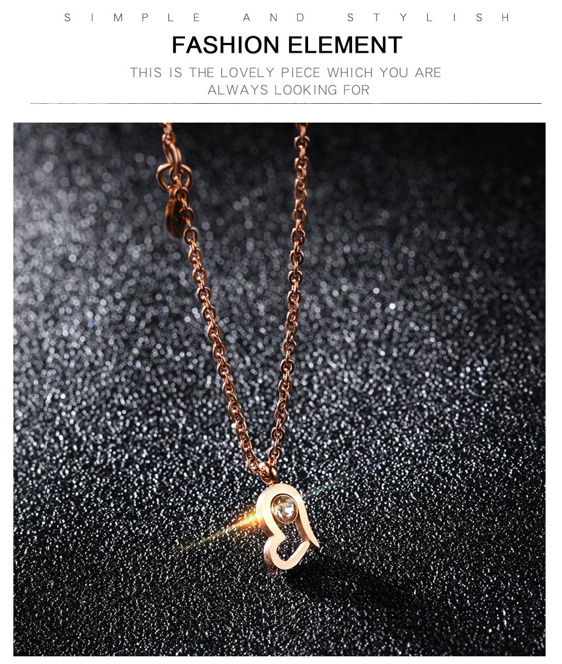 Rose Gold Love Heart Pendant Necklace